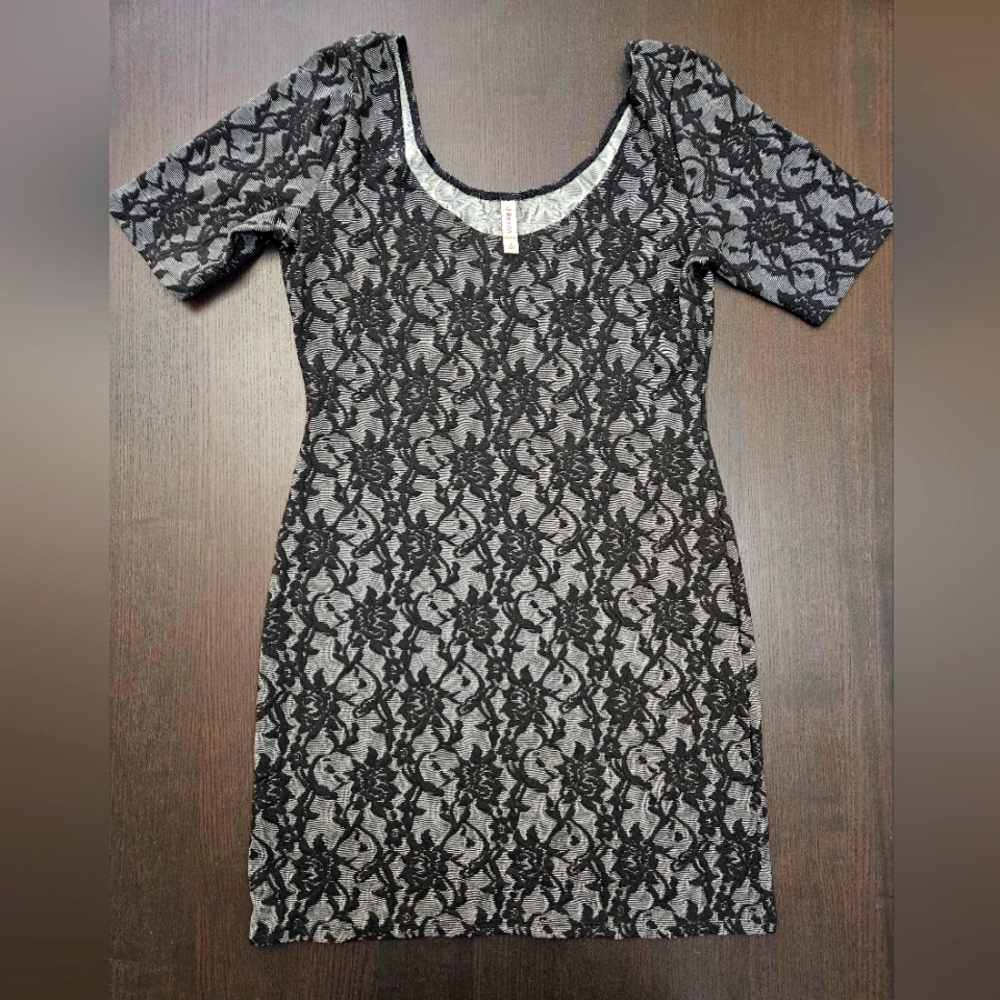 Xhilaration Black Floral Mini Dress L